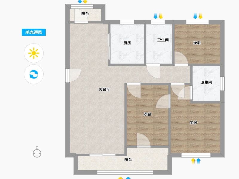 河南省-郑州市-奥马和园-110.00-户型库-采光通风