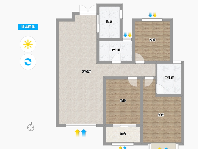 甘肃省-陇南市-泓盛·宜和家苑-99.23-户型库-采光通风