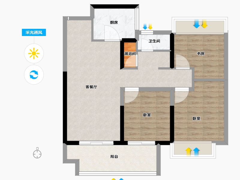 河南省-南阳市-南阳建业云境-76.00-户型库-采光通风