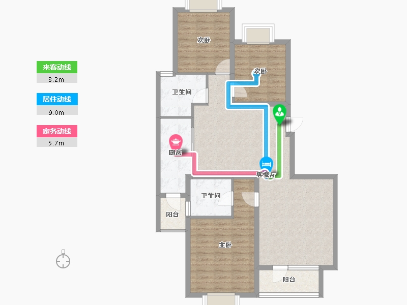 辽宁省-铁岭市-盛峰城市花园-95.87-户型库-动静线