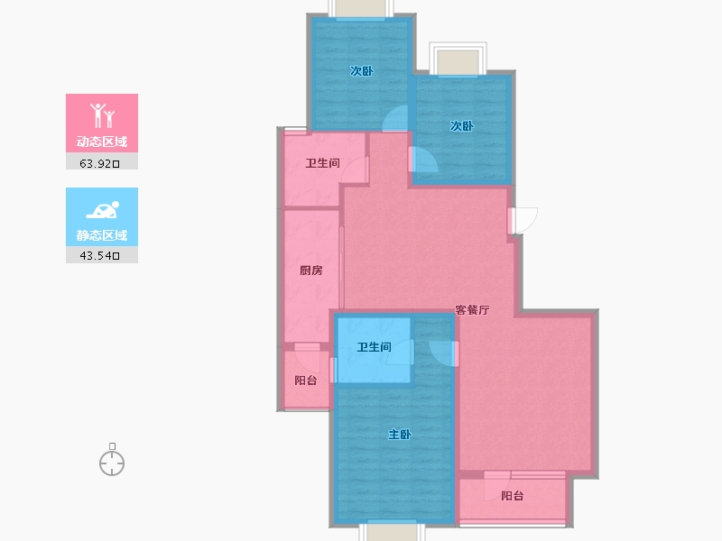 辽宁省-铁岭市-盛峰城市花园-95.87-户型库-动静分区