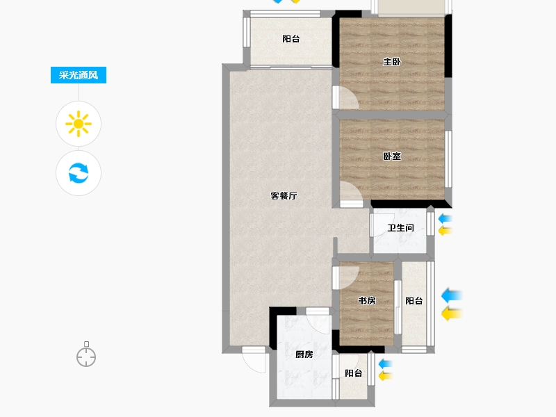 四川省-成都市-左岸名都-76.39-户型库-采光通风