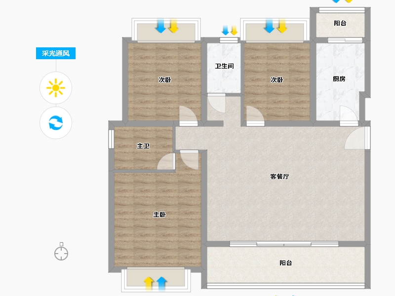 四川省-成都市-樾玺-103.58-户型库-采光通风