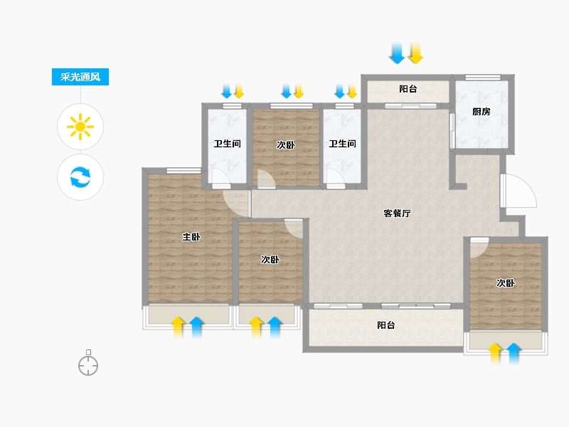 四川省-成都市-华润置地理想之城-134.73-户型库-采光通风