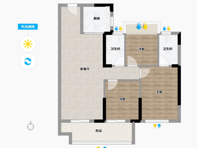 福建省-漳州市-保利世茂璀璨滨江-79.20-户型库-采光通风