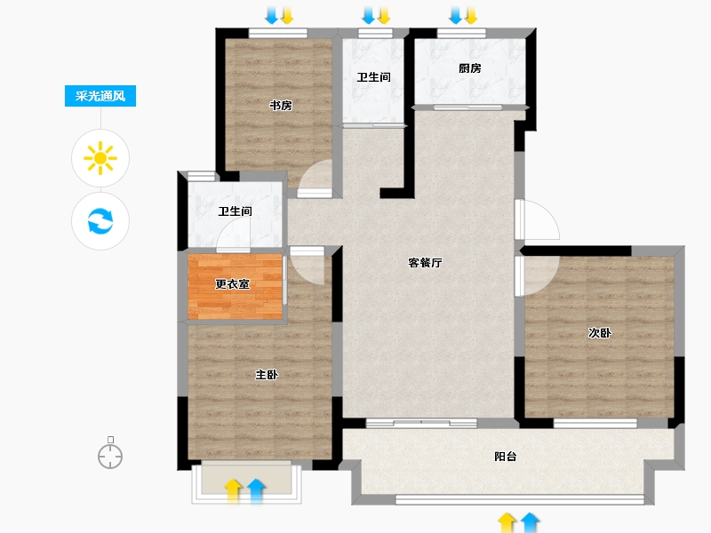 河南省-南阳市-方城中基海棠湾-101.60-户型库-采光通风