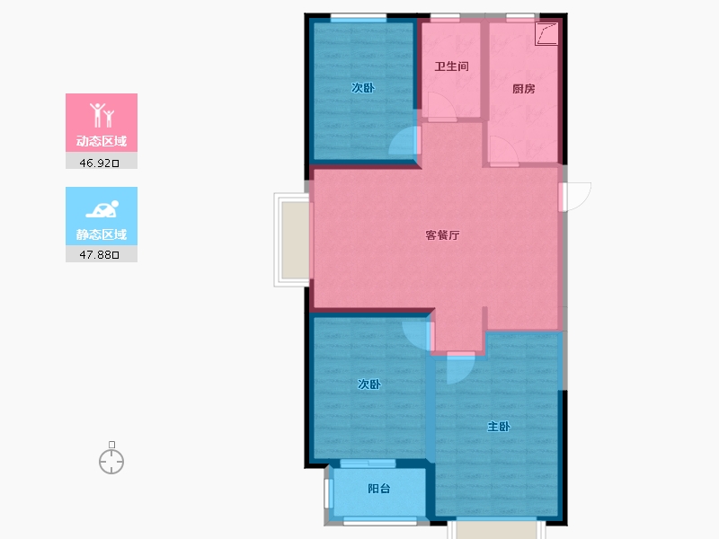 山西省-临汾市-丽华苑-84.50-户型库-动静分区