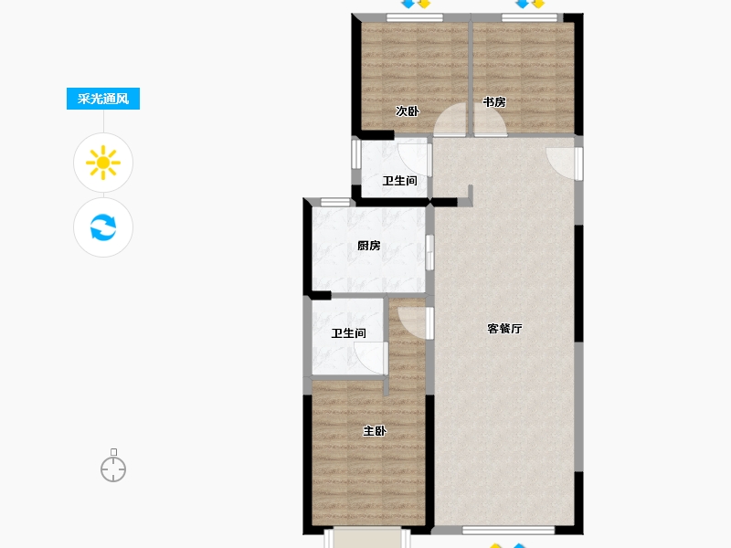 内蒙古自治区-乌兰察布市-东方·壹号院-92.80-户型库-采光通风