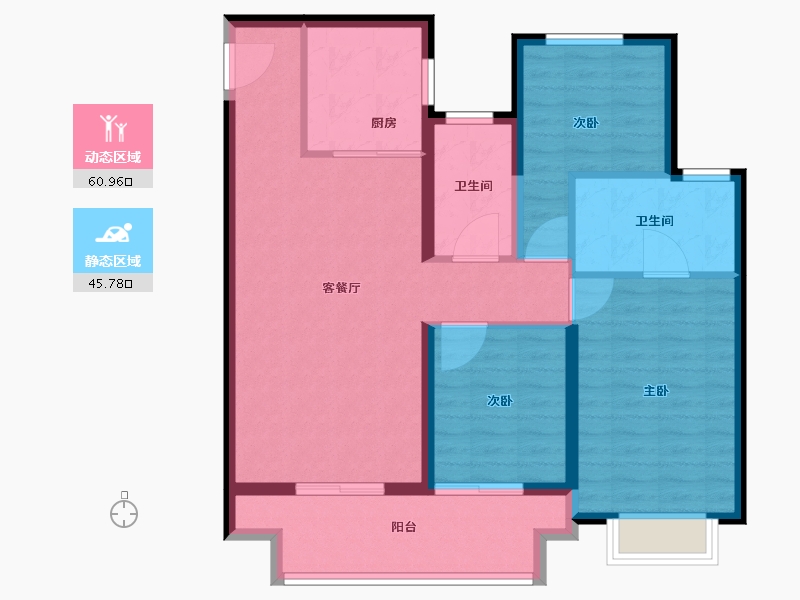 陕西省-咸阳市-金科集美嘉悦-96.01-户型库-动静分区