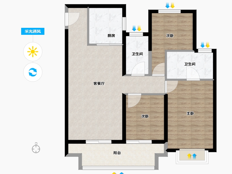 陕西省-咸阳市-金科集美嘉悦-96.01-户型库-采光通风