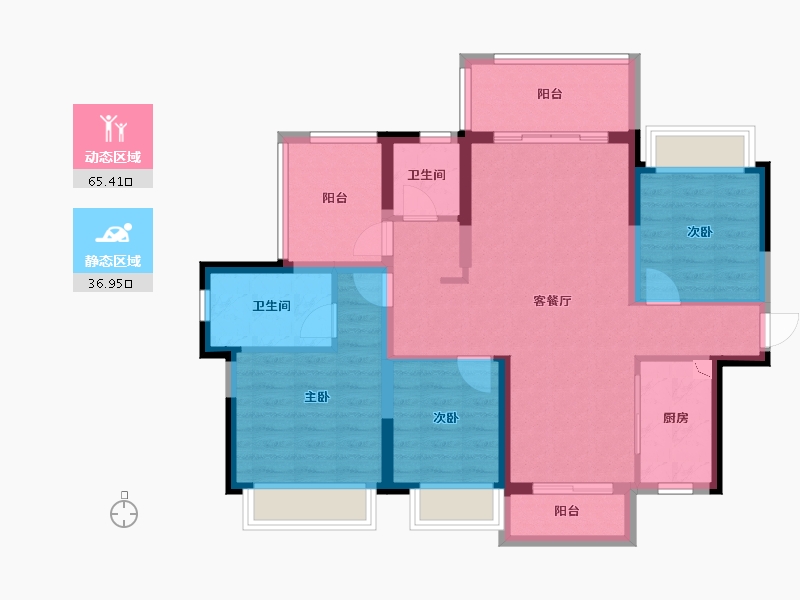 广东省-惠州市-金科颐景园-90.77-户型库-动静分区