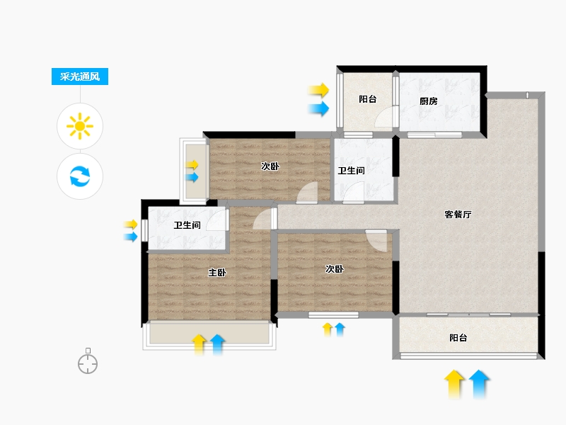 湖北省-恩施土家族苗族自治州-汉元·世纪城-103.58-户型库-采光通风