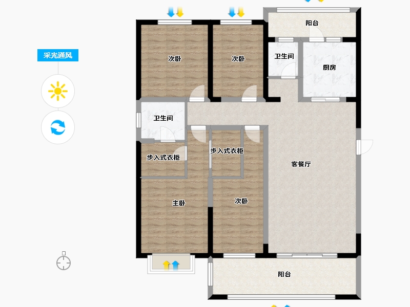 山西省-临汾市-丽华苑-145.21-户型库-采光通风