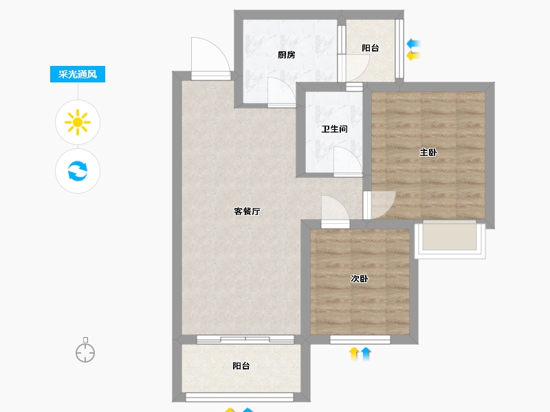 四川省-成都市-成都融创文旅城-60.75-户型库-采光通风