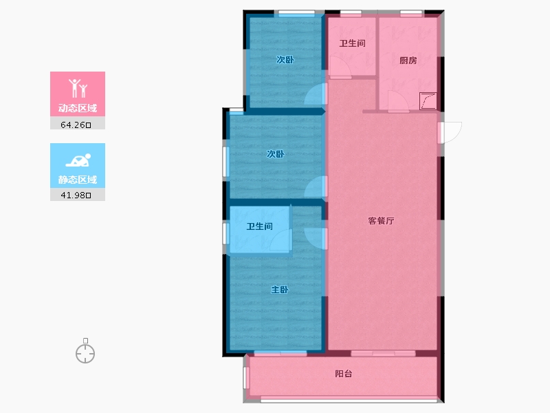 陕西省-咸阳市-泰禾富凤凰府-95.29-户型库-动静分区