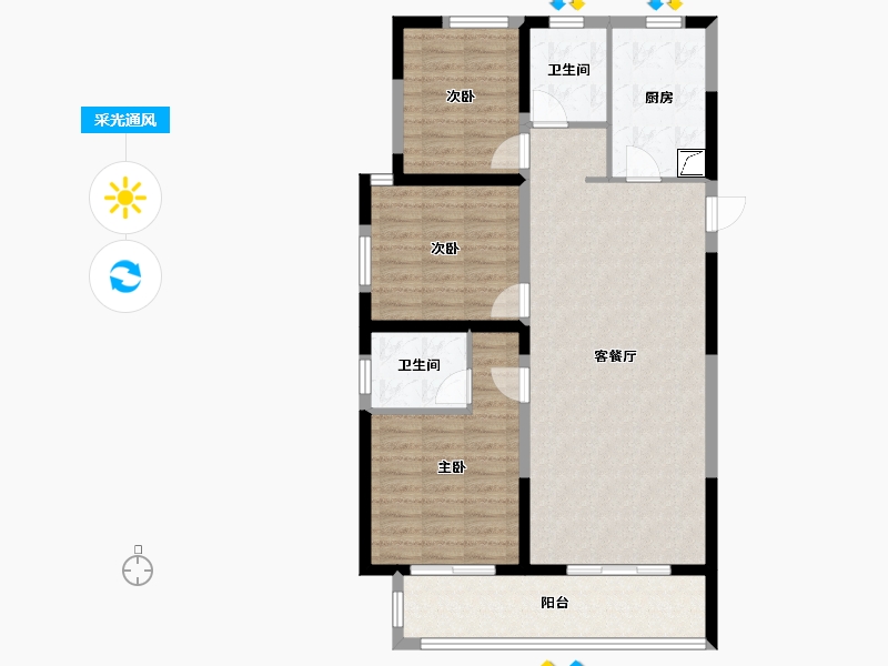 陕西省-咸阳市-泰禾富凤凰府-95.29-户型库-采光通风