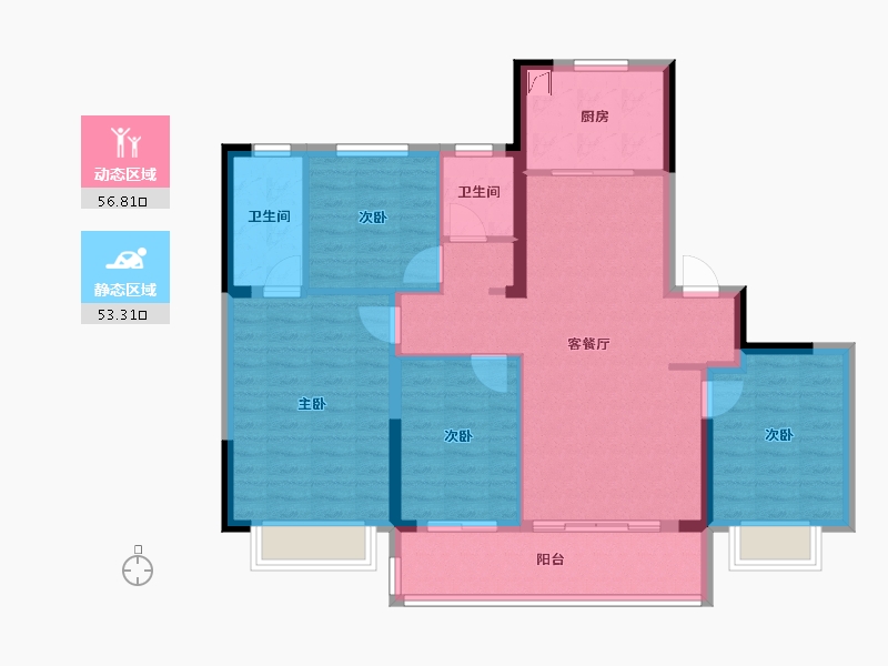 浙江省-宁波市-金郡府-80.00-户型库-动静分区