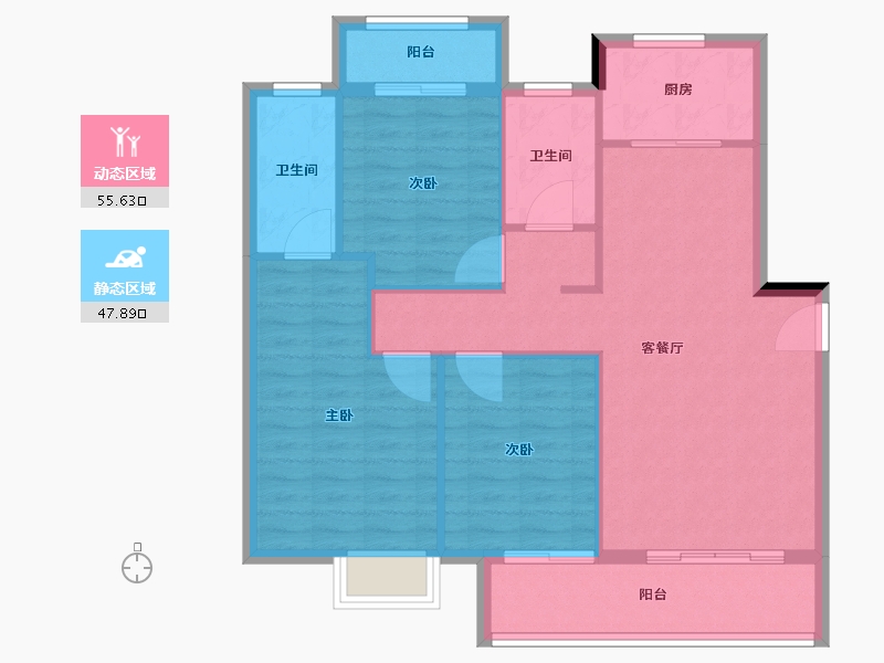 福建省-龙岩市-江南名府-94.40-户型库-动静分区