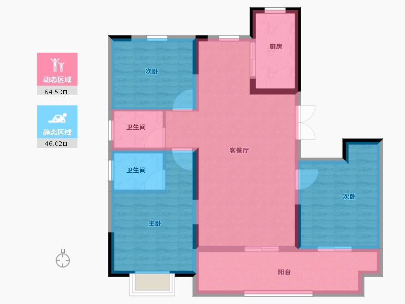 河南省-驻马店市-品盛北龙湖-99.25-户型库-动静分区