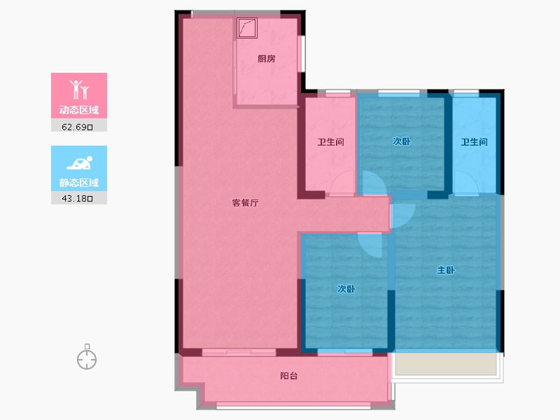 陕西省-咸阳市-泰禾富凤凰府-94.77-户型库-动静分区