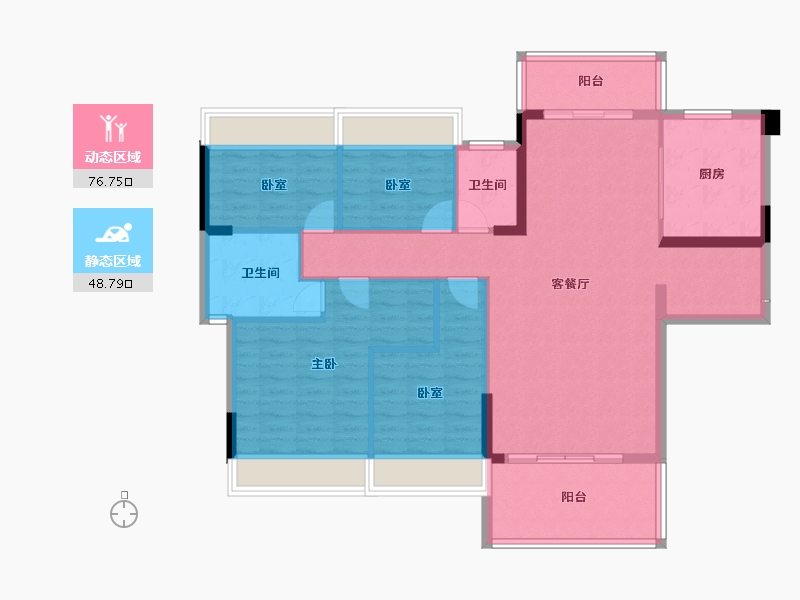 广东省-惠州市-金碧湾花园-113.78-户型库-动静分区