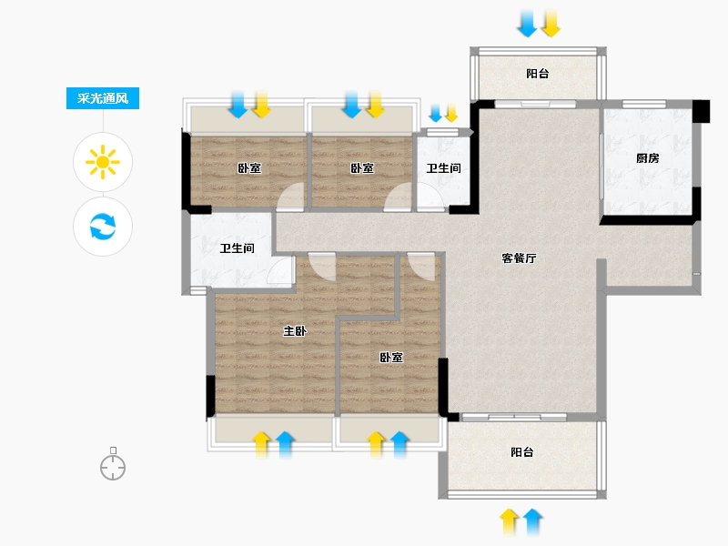 广东省-惠州市-金碧湾花园-113.78-户型库-采光通风