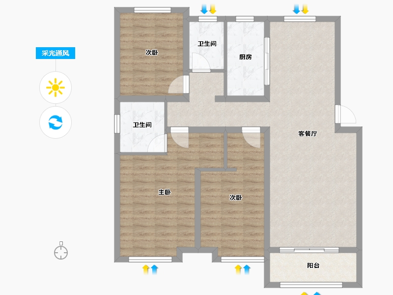 河北省-邢台市-天一城-110.00-户型库-采光通风