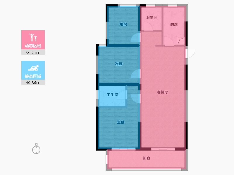 陕西省-咸阳市-泰禾富凤凰府-89.40-户型库-动静分区