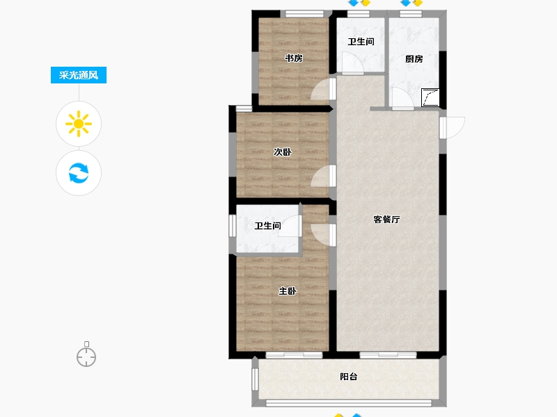 陕西省-咸阳市-泰禾富凤凰府-89.40-户型库-采光通风