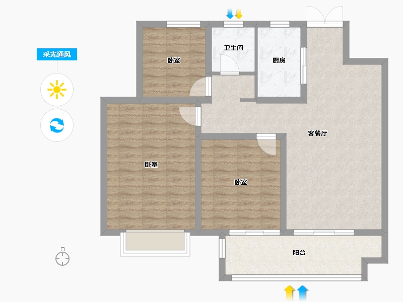 江苏省-宿迁市-富园檀悦-92.01-户型库-采光通风