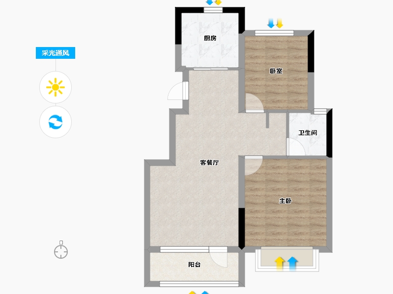 山东省-烟台市-名门福邸-64.91-户型库-采光通风