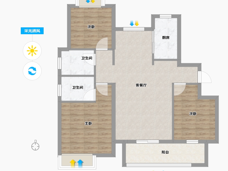 江西省-抚州市-喜乐壹号院-85.80-户型库-采光通风