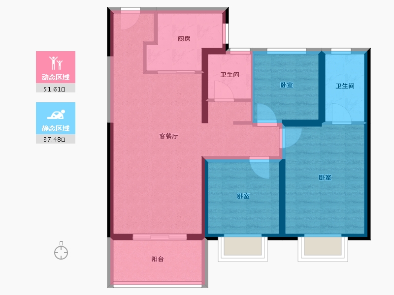 陕西省-咸阳市-朗诗渭城府-78.92-户型库-动静分区