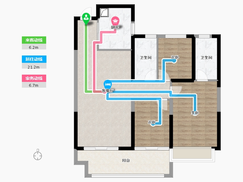 陕西省-咸阳市-泰禾富凤凰府-91.34-户型库-动静线