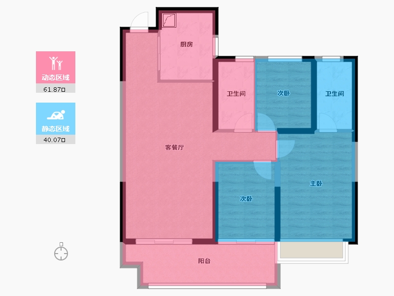 陕西省-咸阳市-泰禾富凤凰府-91.34-户型库-动静分区