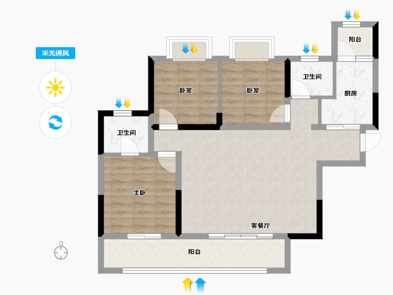 四川省-德阳市-锦利锦御府-84.52-户型库-采光通风