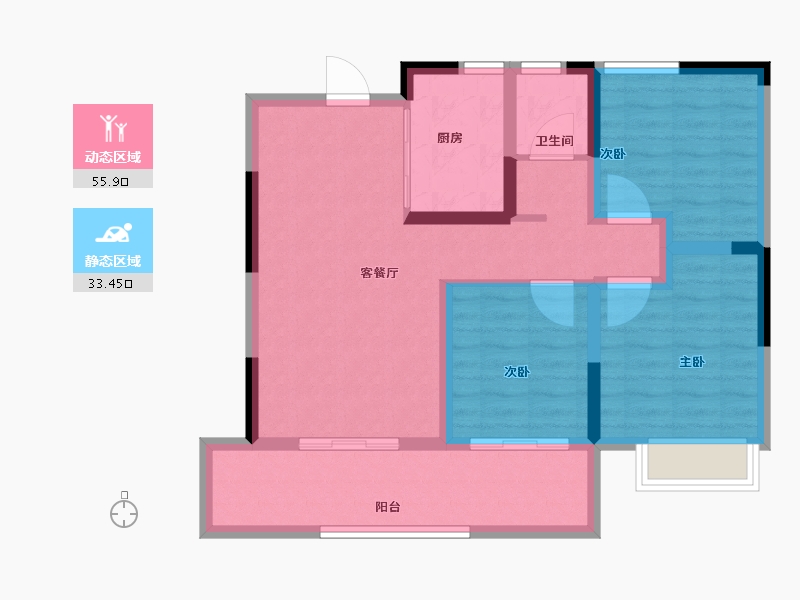 河南省-驻马店市-品盛北龙湖-79.34-户型库-动静分区