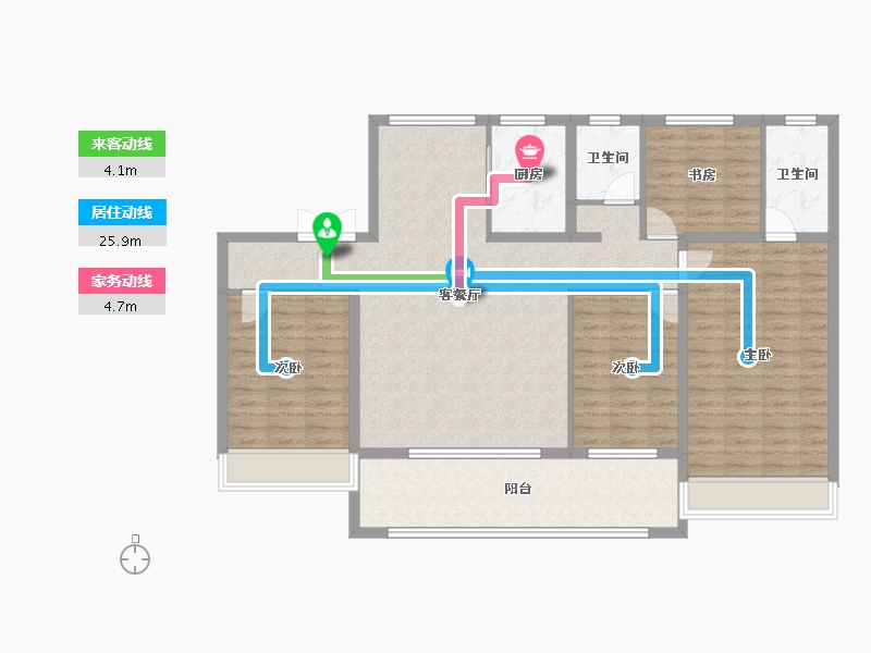 山东省-聊城市-天宸一品小区-127.22-户型库-动静线