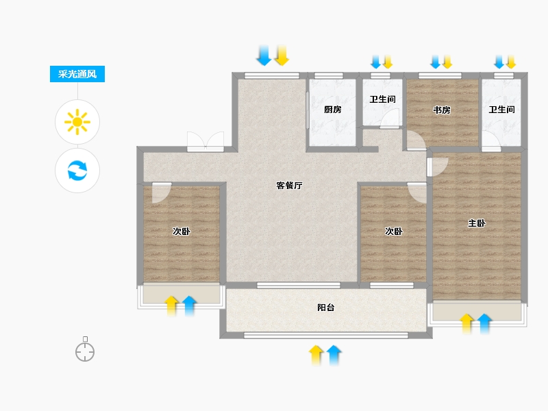 山东省-聊城市-天宸一品小区-127.22-户型库-采光通风