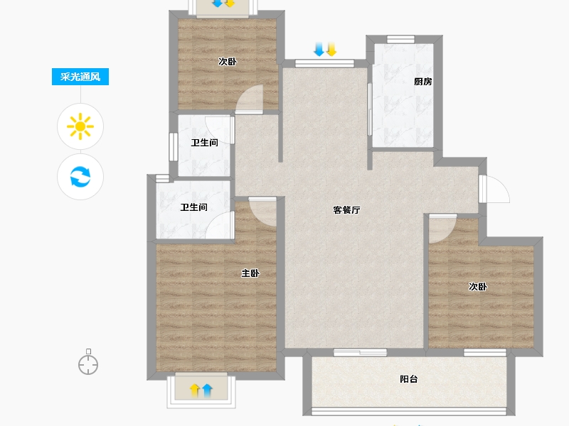 江西省-抚州市-中央城和园-95.00-户型库-采光通风