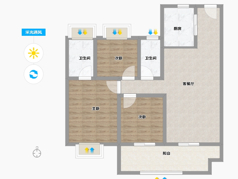 河南省-驻马店市-东青颐和天境-92.03-户型库-采光通风