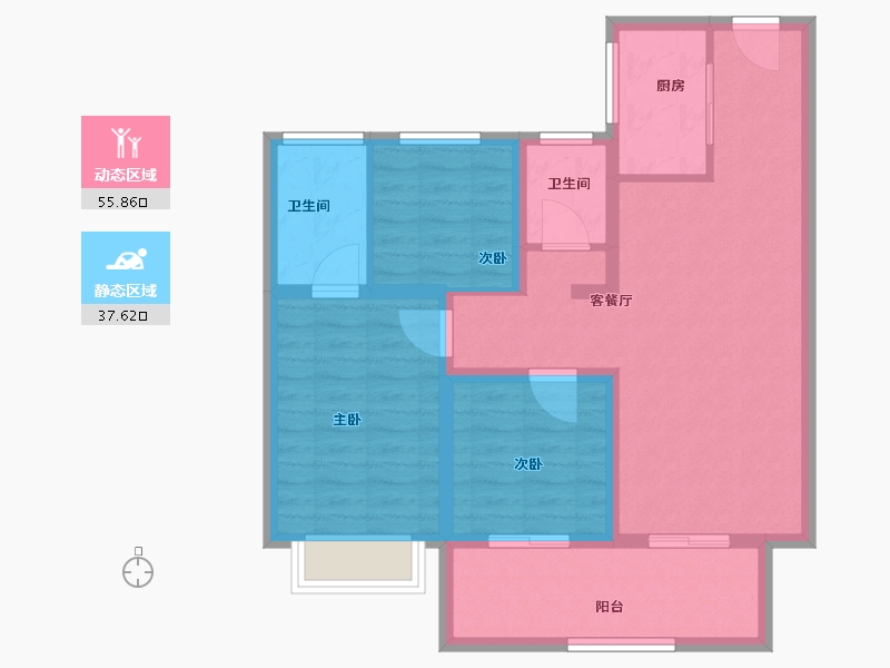 河南省-驻马店市-东青颐和天境-83.00-户型库-动静分区