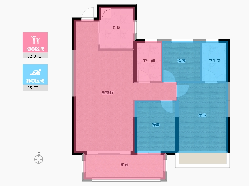 陕西省-咸阳市-泰禾富凤凰府-79.53-户型库-动静分区