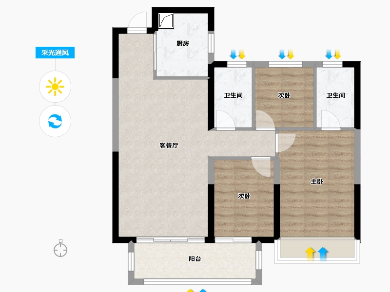 陕西省-咸阳市-泰禾富凤凰府-79.53-户型库-采光通风