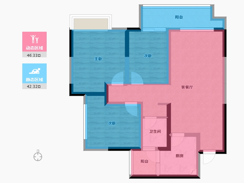 四川省-宜宾市-华润公园九里-77.25-户型库-动静分区