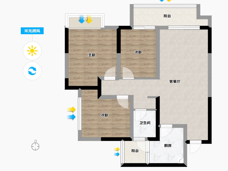 四川省-宜宾市-华润公园九里-77.25-户型库-采光通风