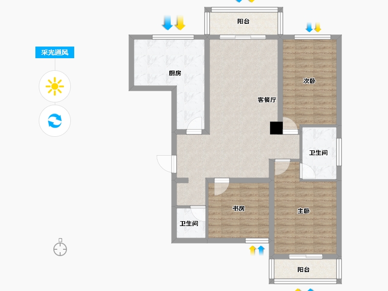 河南省-南阳市-安和康居-96.56-户型库-采光通风