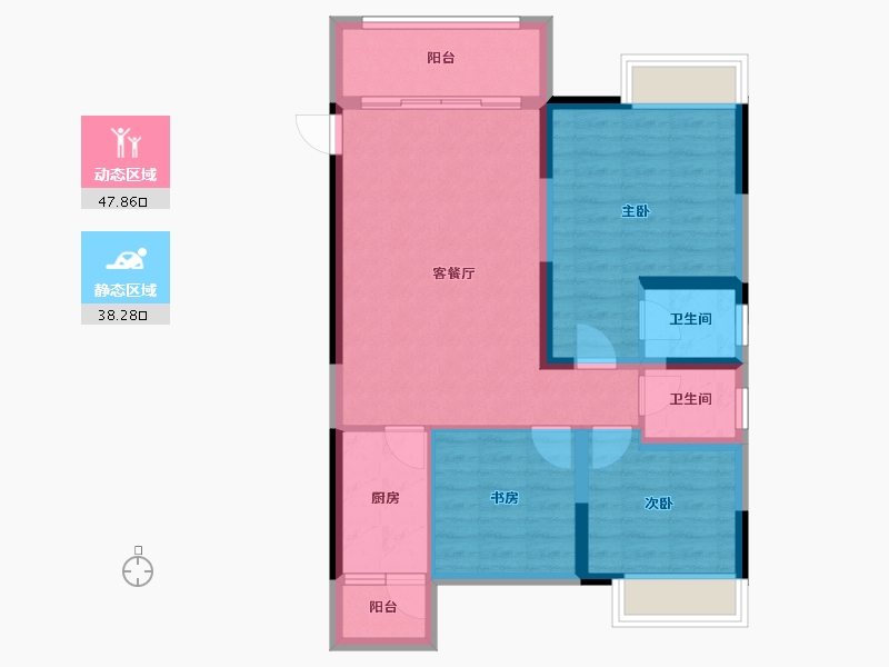 四川省-成都市-建泰御嘉花苑-76.64-户型库-动静分区