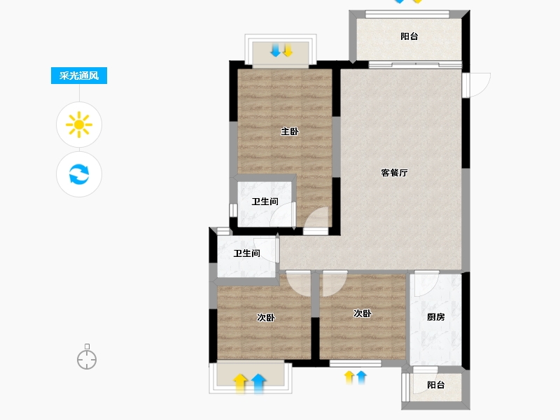 四川省-成都市-建泰御嘉花苑-72.13-户型库-采光通风