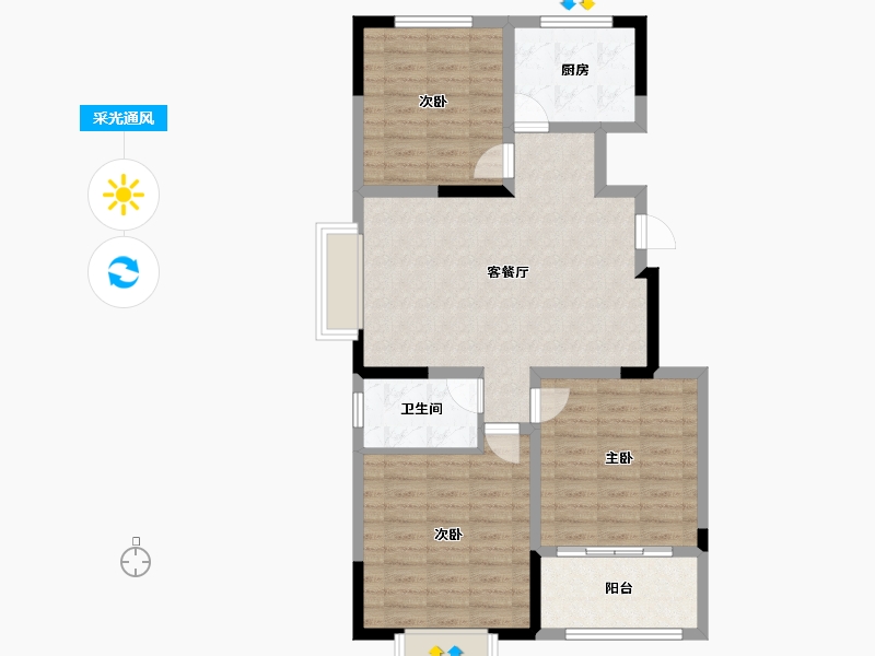 山东省-聊城市-民生·赛雅世纪城-88.09-户型库-采光通风